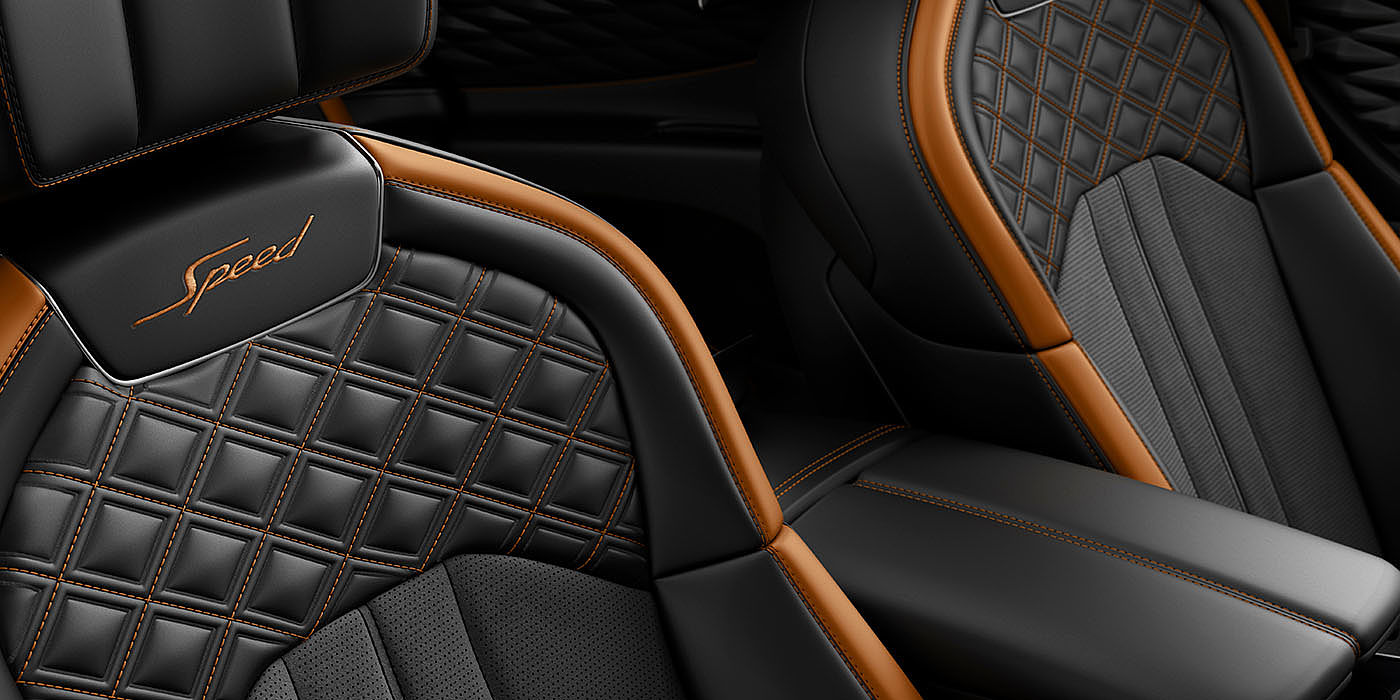 Bentley Milano Bentley Flying Spur Speed's front seats with detailed contrast stitching and Speed Emblems