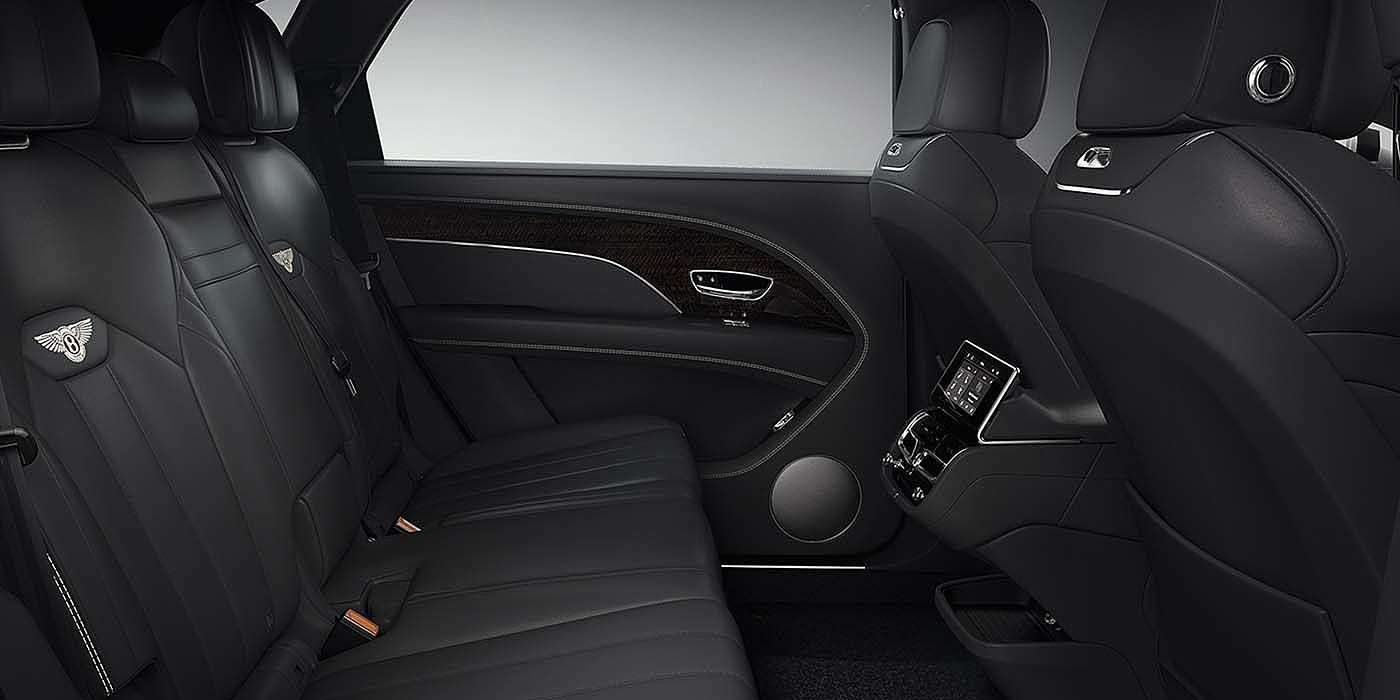 Bentley Milano Bentley Bentayga EWB SUV rear interior in Beluga black leather