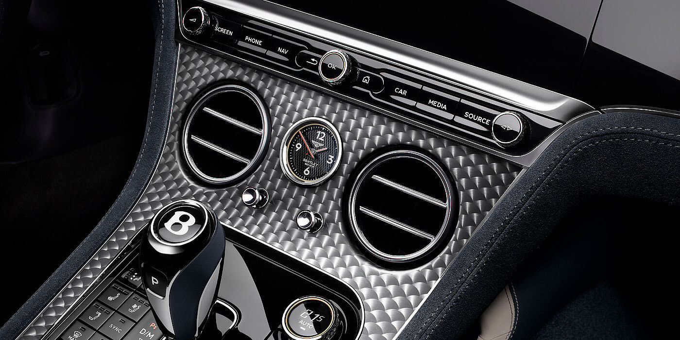 Bentley Milano Bentley Continental GTC Speed convertible front interior engine spin veneer detail