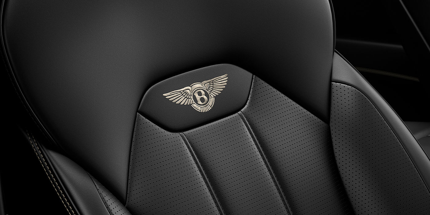 Bentley Milano Bentley Bentayga SUV seat detail in Beluga black hide